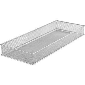 YBM HOME Silver Mesh Drawer Cabinet and or Shelf Organizer Bins, School Supply Holder Office Desktop Organizer Basket 1611s (1, 6x15x2 Inch)