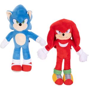 Sonic The Hedgehog 3 Movie Plush - Sonic The Hedgehog & Knuckles 9-Inch Stuffed Toy Figures - Officially Licensed 3 Movie, Amazon 2-Pack Kids Plush Toy Figure Set
