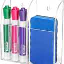 MaxGear Wall Marker Holder & Remote Control Organizer  Clear Acrylic 2-Compartment Dry Erase Board Marker & Pen Holder for Wall Mount, Includes Adhesive & Screws for Home/Office/Classroom