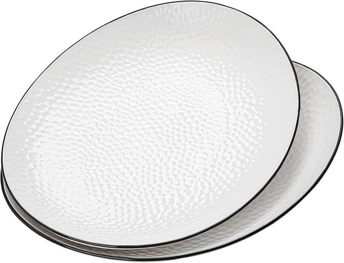 Roeveca 15" Large Serving Platter - Oval Large Serving Tray, Ceramic Serving Dish, White Platters for Serving Food, Appetizers, Entertaining, Party, Set of 2