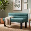 Christopher Knight Home Wally Fabric Upholstered Dining Bench, Long Dining Room Chair, Wooden Entryway Bench, Bedroom End of Bed Bench, Teal Green+Black