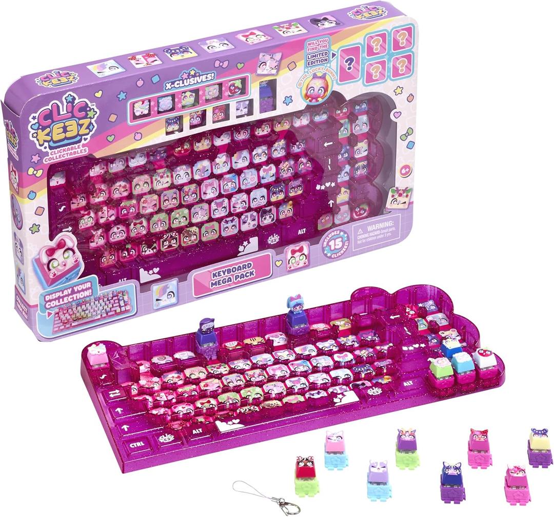 Keyboard Mega Pack - The Ultimate Starter Set | Includes Storage Keyboard & 15 with Exclusive Mega Pack Characters | Clickable Collectibles | Ages 6+