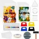 Faccito Gel Printing Plate Kit 8x10 & 5x7 Complete Beginner Gelli Plate Starter Set with Brayer, Paint & Tools Gel Print Kit for Card Making, Scrapbook & Mixed Media Art