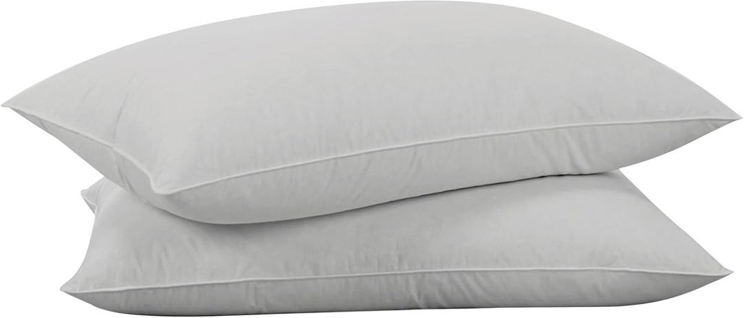 puredown Goose Feathers Down Pillows - King Size Bed Sleeping Hotel Collection Pillows Set of 2 with 100% Cotton Cover, Grey