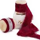 HUIHUANG Red Velvet Ribbon 1 inch Red Frayed Silk Fringe Velvet Ribbon for Ornaments Crafts, Christmas Tree Decoration, Gift Wrapping, Floral Bouquets, Wreaths, Wedding Decor