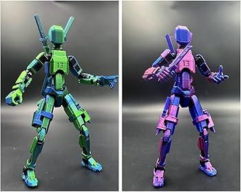 T13 3D Action Figure Set (Assembly Completed), 3D Printed MultiJointed, Titan 13 Action Figures, MultiArticular Lucky Mobile Robot Nova T13,Desktop Decorations for Game Lovers Toys (Blue/Purple)