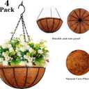 Hanging Baskets for Plants Outdoor(12 inch 4 Pack)- Coconut Coir Hanging Planters Outdoor,Metal Wire Baskets with Coco Liner, Hanging Pots for Plants Indoor, Flower Pots for Railings