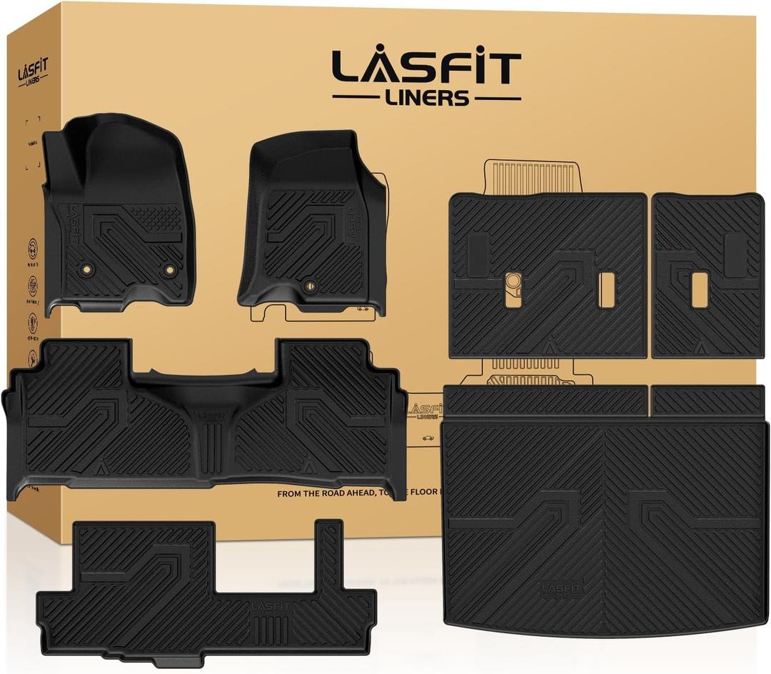 LASFIT Floor Mats 2021-2026 & Only 8 Seats (Not for 7/9 Seats) for Chevrolet Chevy Suburban/GMC Yukon XL (Only Yukon XL, Not Fit Yukon)/Cadillac Escalade ESV (Only Escalade ESV, Not Fit Escalade)