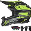 Adult Motocross Helmet ATV Dirt Bike Off-Road Full Face Motorcycle Helmet W/Goggles Gloves & Mask, DOT Approved M