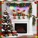 3 Pcs 7.8 in Christmas Plush Elves Figurine Gifts Xmas Tree Decoration with Light String Adorable Christmas Elves Gifts Exchange Funny Stuffed for Winter Holiday Fireplace Festive Home