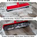 15.7 Inch Floor Scrub Brush Removable Stainless Steel Handle 2 in 1 Scrape Brush Stiff Bristle Shower Scrubber for Cleaning Patio Bathroom Garage Kitchen Wall Deck Tub Tile 52.4 inch Tall