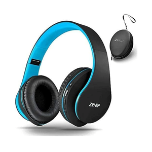 ZIHNIC Bluetooth Headphones Over-Ear, Foldable Wireless and Wired Stereo Headset Micro SD/TF, FM for Cell Phone,PC,Soft Earmuffs &Light Weight for Prolonged Wearing (Black/Blue)
