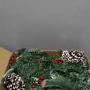 TigeJoy 9FT Prelit Christmas Garland with 100 LED Timer Lights, Snow Dusted Garland with Red Berries, Real Pinecones & PE Branches, 8 Modes 3AA Battery Operated Xmas Decor for Fireplace Doorway Porch