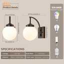 Outdoor Wall Sconce Set of 2, Modern Front Porch Lights for House, Exterior Light Fixture Wall Mount with Frosted Glass Globe Patio, Indoor Sconce Lighting for Bathroom, E26 Base