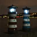 Solar Lighthouse Rotating Beacon Led Light House for Yard Garden Nautical Decor Porch Deck Outdoor Decoration Lawn Ornaments Outside Statue Gifts for Mom Mother