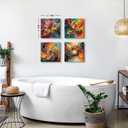 Colorful Abstract Wall Art Multi Color Graffiti Canvas Pictures Bedroom Wall Decor Watercolor Fantasy Splash Liquid Prints Painting Contemporary Artwork Kitchen Living Room Home Decoration 12x12" 4Pcs