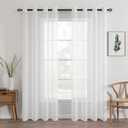 MIULEE 2 Panels Ivory Sheer Window Curtains Elegant Grommet Top Window Voile Drapes/Treatment Linen Textured Panels for Bedroom Living Room (54X96 Inches)