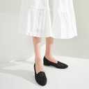 BABUDOG Womens Flats,Black and White Dress Flats with Flower Eyelets,Breathable Ballet Flats