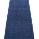 Dark Blue Event Carpet Aisle Runner - Quality Plush Pile Rug with Backing, Binding in Various Sizes (58 X 23 , Dark Blue)