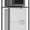 Mini Fridge Shelf with Wheels, Height Adjustable Mini Fridge and Microwave Stand, Over Mini Fridge Storage Rack for Dorm Apartment Kitchen Office Garage, Space Saving, 60x45x140cm