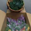 Artificial Hanging Plants Flowers with Basket 2 Packs, Artificial Hanging Flowers for Outdoors, Faux Hanging Plants Outdoor, Blue Fake Flowers, Yellow+Purple+Pink+Red&Purple