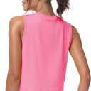 MAGCOMSEN Women's Workout Cropped Tops UPF 50+ Athletic Running Tank Tops Sleeveless Gym Sports Muscle Shirts (Pink, L)