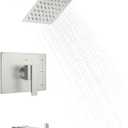 KENES Tub Shower Faucet Set Complete, Brushed Nickel Tub and Shower Trim Kit with 6-Inch Rain Shower Head, Square Shower System, KE-6025A (Shower Valve Included)