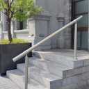Outdoor 5 Step Handrail, DIY 304 Stainless Steel Transitional Hand Rails with Installation Kit,Silver Porch Stair Railing for Concrete Brick or Wooden Steps, 67x36