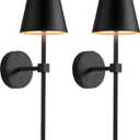 KDG Wireless Wall Sconces Set of 2, Small Cordless 5200mAh Rechargeable Battery LED Wall Lamps, Stepless Dimming Lightings for Wall Painting, Living Room, Bedroom, Hallway, Gifts, Night Light (Black) (Black (2 Pack))