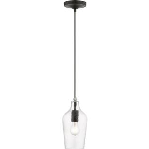 Livex Lighting, 41240-04, Avery, Mini Pendant, Black with Brushed Nickel Accent