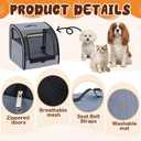 Dog Car Crate, Enclosed Foldable Cat Car Seat Carrier, 20x19x19.5in, Gray