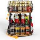 Across-Star Lazy-Susan-Organizer-Spice-Rack, Rotating Spice Organizer For Cabinet Pantry, Seasoning Holder Spice Shelf With Adjustable Height, Kitchen Counter Shelf Countertop Organizer (10"D x 10"W x 13.19"H, Rustic Brown)