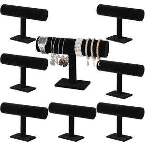 Batiyeer Set of 8 Bracelet Display Stand Bracelet Holder Display Jewelry T Bar Black Velvet Organizer Hovering Bangle Holder Jewelry Watch Stand for Vendors Selling Home Organization Storage