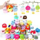 Equsion 30 Pcs Mini Cute Plush Keychain Bulk Christmas Gifts bulk Bag Purse Charm Christmas Stocking Stuffers Goodie Bag (Lovely)