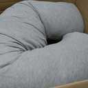 Momcozy Pregnancy Pillows for Side Sleeping, J Shaped Maternity Body Pillow for Pregnancy, Soft Pregnancy Pillow with Jersey Cover for Head Neck Belly Support, Grey, 1 Count