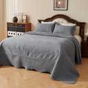 EVENHUG Oversized King Bedspreads California King Quilt Set with Pillow Shams Extra Wide Large King Size Quilts Lightweight Coverlet Bedding Sets Light Grey 120"x128"