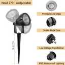 RGB Christmas Outdoor Spot Lights with Timer(4/6/8H), 12V 5W Metal case Color Changing Spot Light Outdoor Garden Yard Lawn Landscape SpotLights IP65 Waterproof, 1 Lights