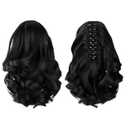 Black Ponytail Extension,9" Short Curly Wavy Claw Clip Pony tails Hair Extensions Natural Soft Synthetic Hairpiece for Women