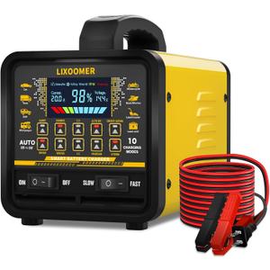 Upgraded 12V/24V 0-20A Car Battery Charger Heavy Duty, Smart Trickle Charger Maintainer with Auto Shutoff, Repair & Winter Mode, 10 Modes & Color Screen for Car, Truck, Motorcycle, Boat, Lawn Mower