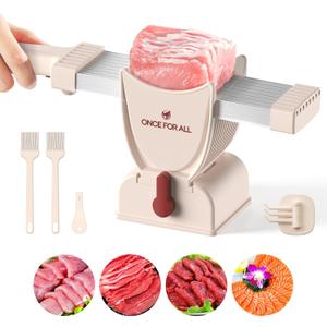 ONCE FOR ALL Meat Slicer Cleaver Kitchen Knife Set For Meat Slicing Shredding, Manual Fresh Meats Cutter Food Slicer For Beef Pork Mutton For Home Cooking BBQ Hot Pot (Pink)