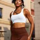 RUNNING GIRL Sports Bras for Women,CrissCross Back Padded Strappy Sports Bras Medium Support Workout Bra Push up(WX3049 White L)