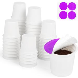 TOVECARE, 48 Count - Make Your Own K Cup Coffee Pods, Disposable Fillable Empty K Cups & Aluminum Foil Seals Lids Kit Compatible with All Keurig Coffee Brewers 1.0 & 2.0. Sealed for freshness, Purple