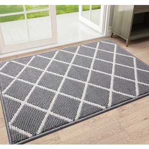 Finchitty Indoor Door Mat, Dirt Resistant and Absorbent, Low-Profile, Non-Slip, Washable Inside Floor Mats for Front Door, Back, and Entrance, 36" x 24", Grey