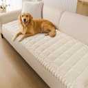 Smiry Non Slip Couch Covers for Dogs, Fuzzy Pet Couch Covers for 3 Cushion Sofa Pet Friendly, Soft Sofa Slipcovers Cushion Furniture Protector Washable (Beige, 27.6" x 88")
