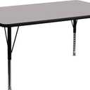 Flash Furniture Wren 30"W x 72"L Rectangular Grey Thermal Laminate Activity Table - Height Adjustable Short Legs