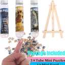 Small Jigsaw Puzzles for Adults Challenging Puzzle Small Puzzles Mini Jigsaw Puzzles for Adults 150 Pieces Starry Night Rhone River Sunflower 6 x 4 Inches,3 Pack,Mini Easel Included (Van Gogh 01)