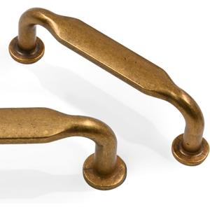 10 Pack Antique Brass Cabinet Pulls 3 Inch(76mm) Kitchen Cabinet Handles Solid Zinc Alloy Cabinet Hardware Drawer Pulls (3" Hole Center)