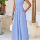 2 x PRETTYGARDEN Women's 2025 Summer Casual Long Dresses Cap Sleeve Patchwork A Line Flowy Modest Elegant Homecoming Maxi Dress (Blue, XL)