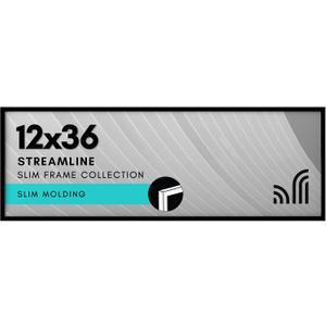 Americanflat 12x36 Picture Frame with Polished Plexiglass - Streamline Collection - Thin Border Picture Frame for Wall Display - Hanging Hardware Included - Black