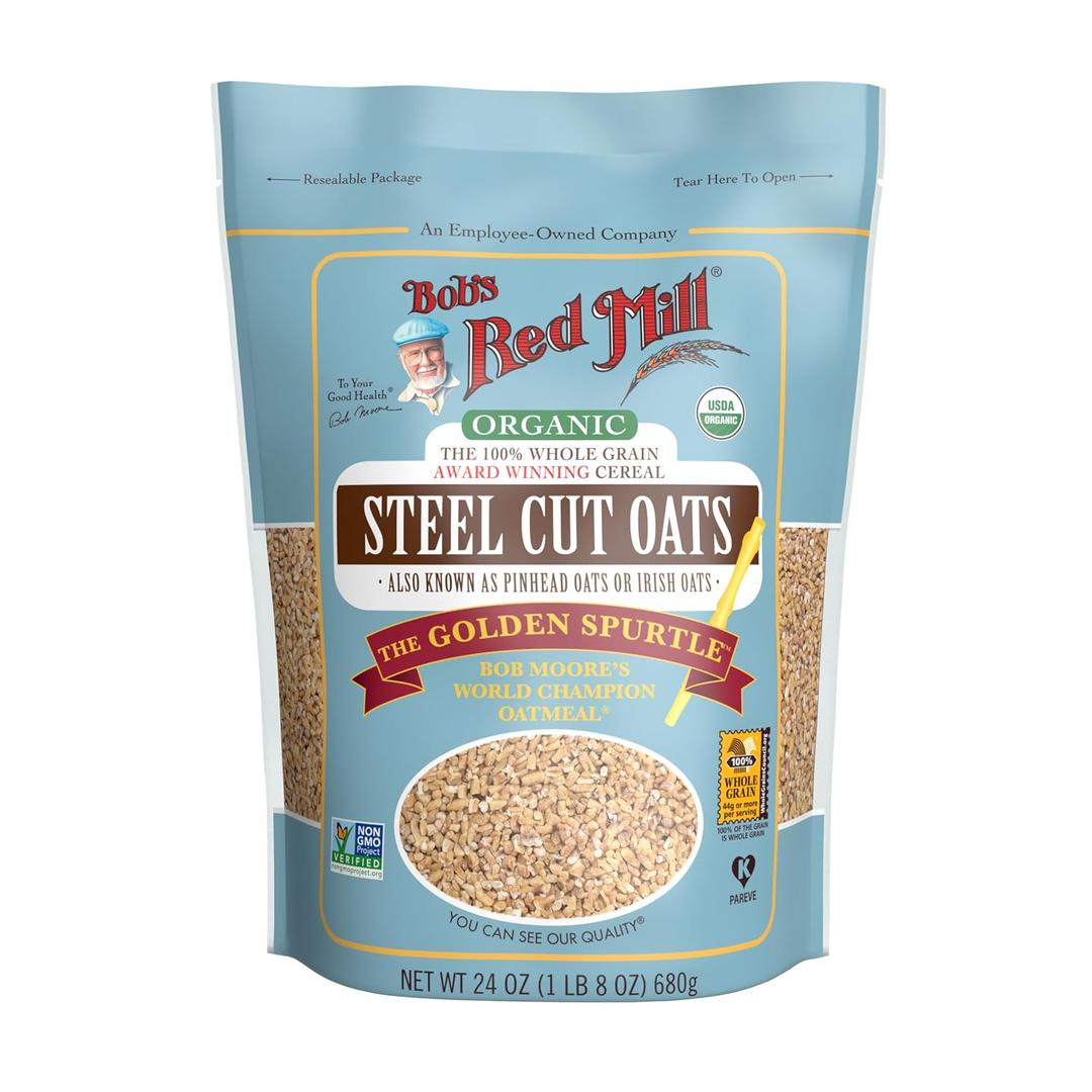 Bob's Red Mill Organic Steel Cut Oats, 24oz (Pack of 1) - Non GMO, Whole Grain, Vegan, Kosher (Best By Mar. 20, 2026)